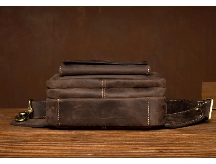 Dark Brown Leather Fanny Pack Mens Waist Bag Hip Pack Belt Bags Bumbags for Men