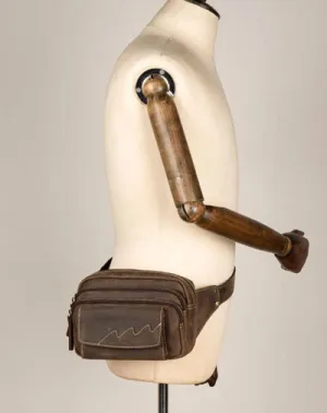 Dark Brown Leather Fanny Pack Mens Waist Bag Hip Pack Belt Bags Bumbags for Men