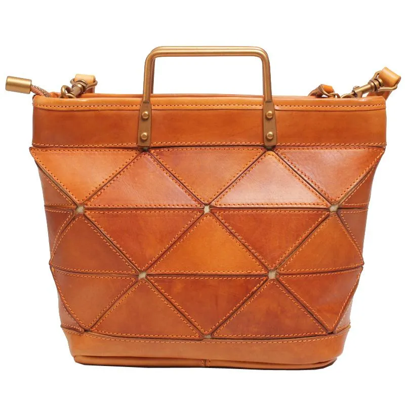 Dark Green Womens Leather Satchel Tote Bag Brown Bucket Bag With Zipper Handbag Shoulder Bag