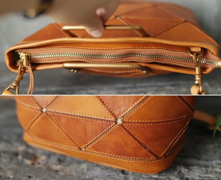 Dark Green Womens Leather Satchel Tote Bag Brown Bucket Bag With Zipper Handbag Shoulder Bag
