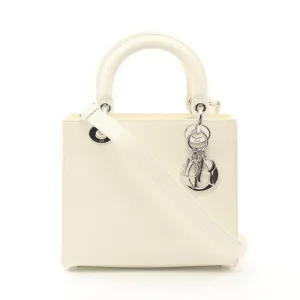 Dior Lady Dior Leather Handbag White