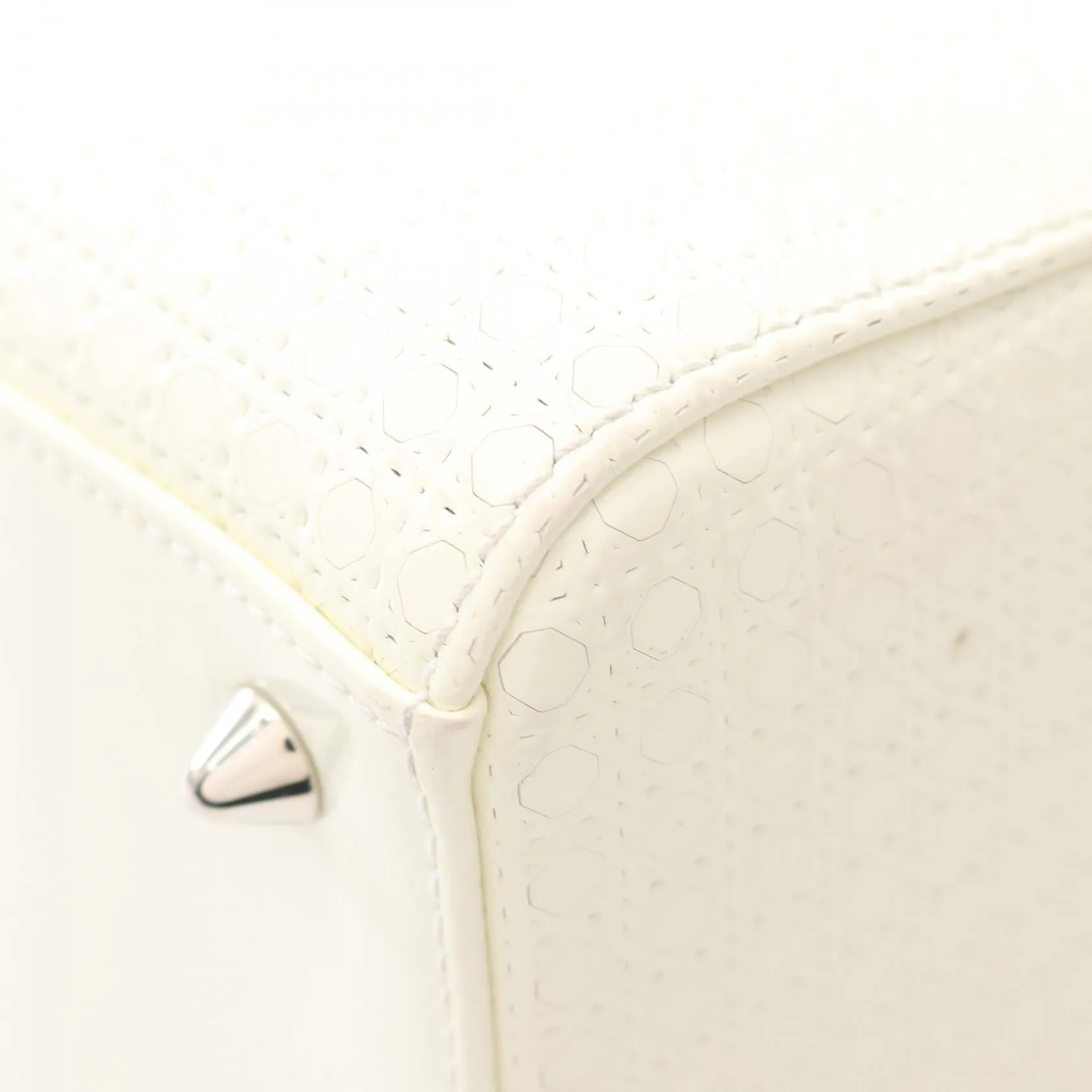 Dior Lady Dior Leather Handbag White
