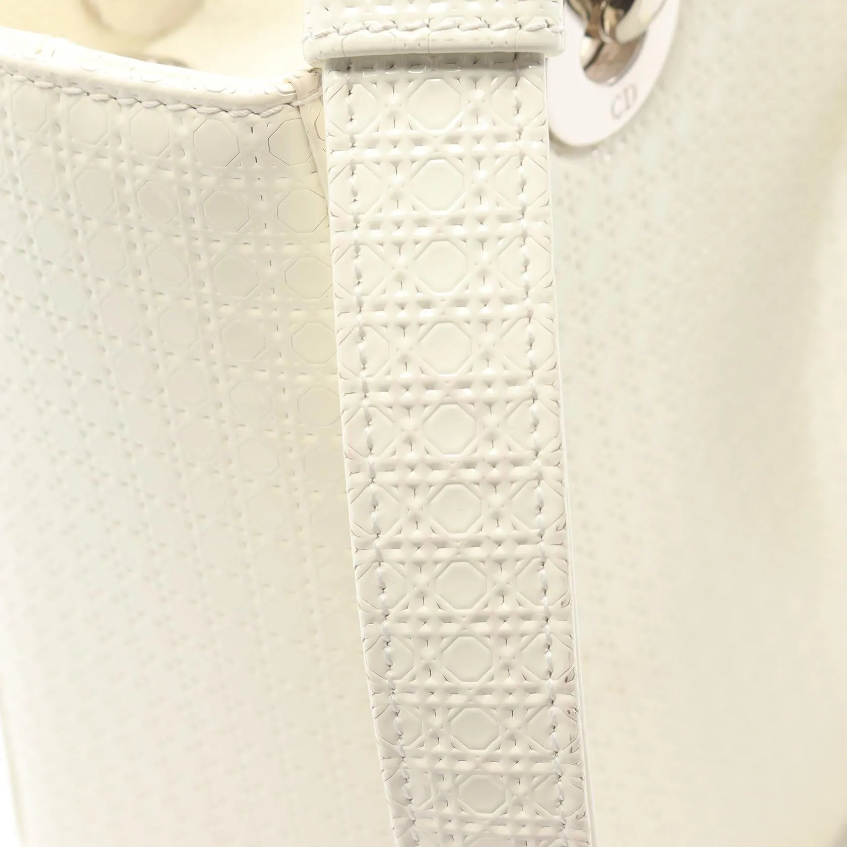 Dior Lady Dior Leather Handbag White