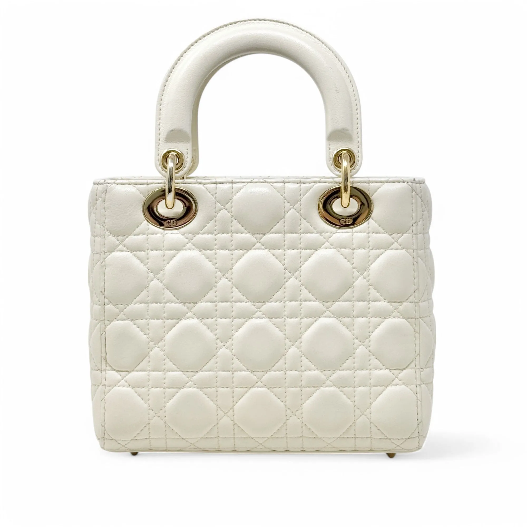 Dior White Small Lady Dior Bag