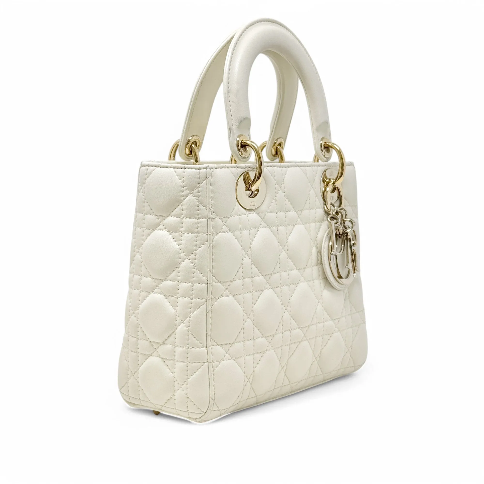 Dior White Small Lady Dior Bag