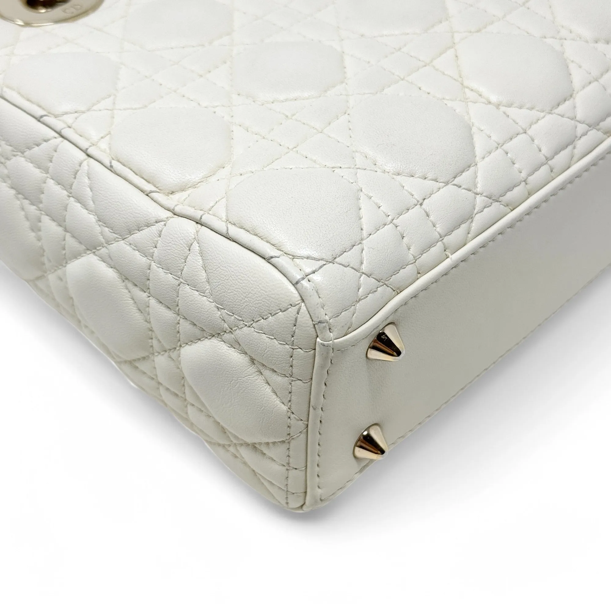 Dior White Small Lady Dior Bag