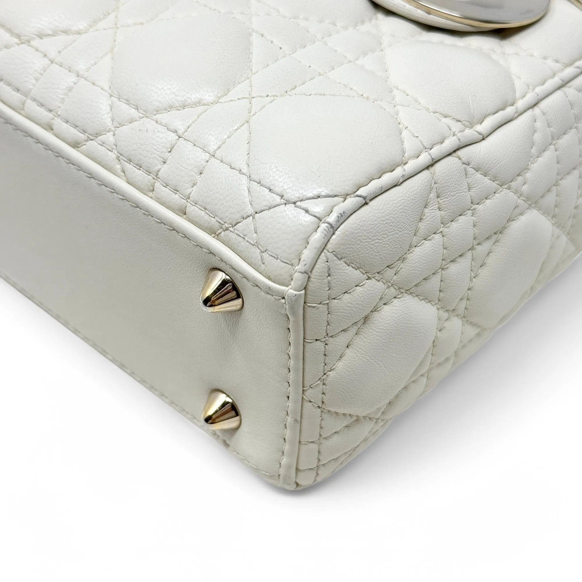 Dior White Small Lady Dior Bag