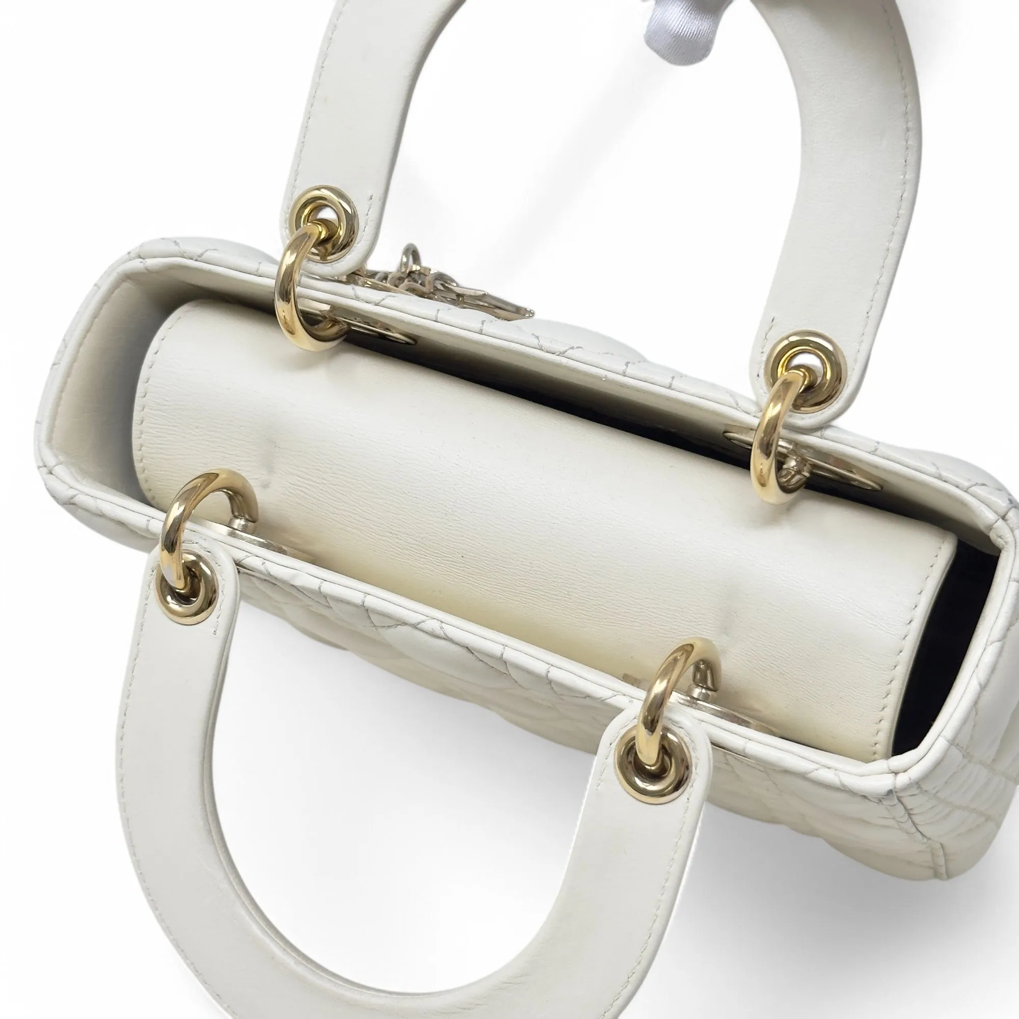 Dior White Small Lady Dior Bag