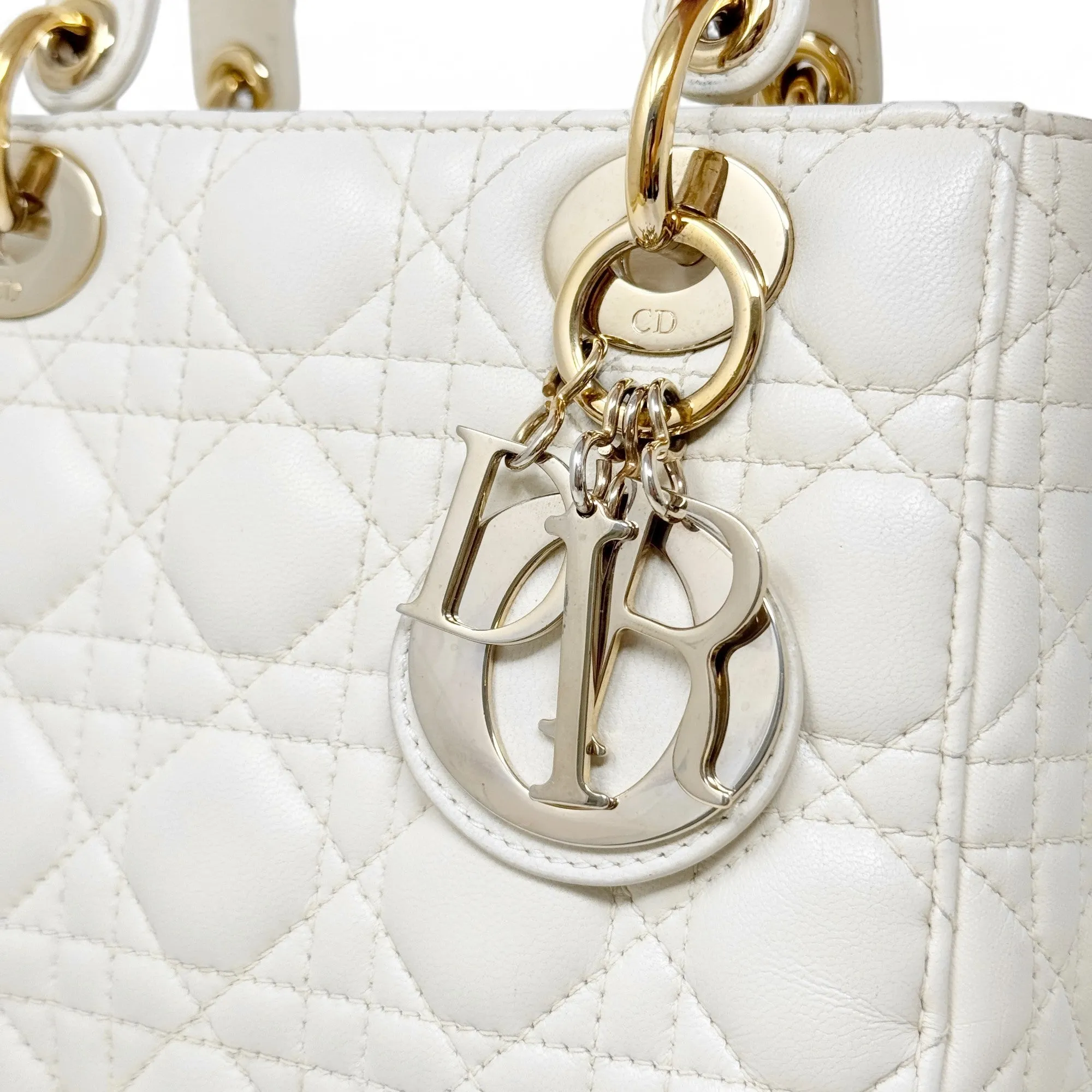 Dior White Small Lady Dior Bag