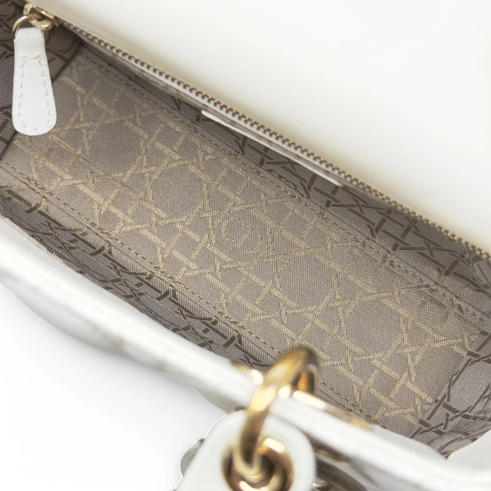 Dior White Small Lady Dior Bag