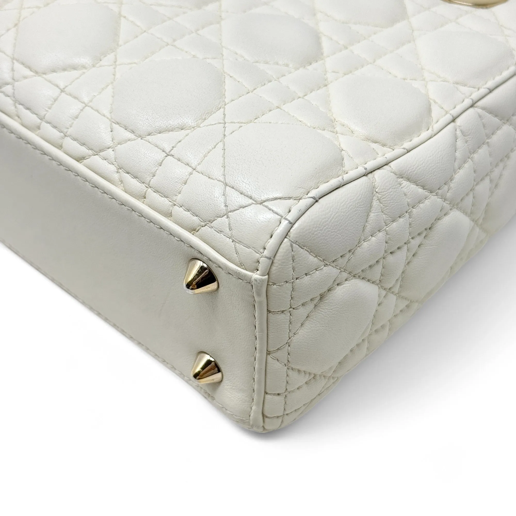 Dior White Small Lady Dior Bag
