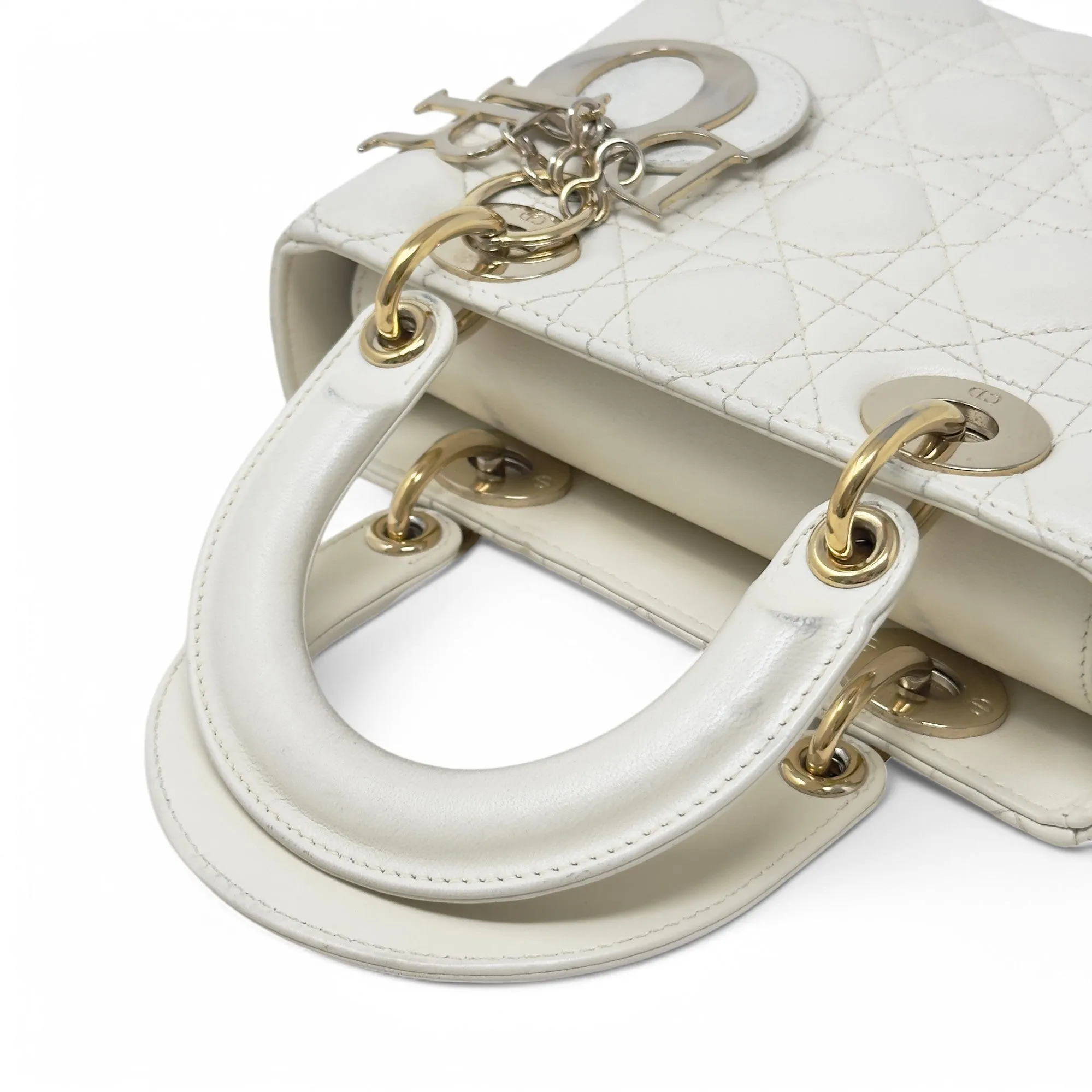Dior White Small Lady Dior Bag