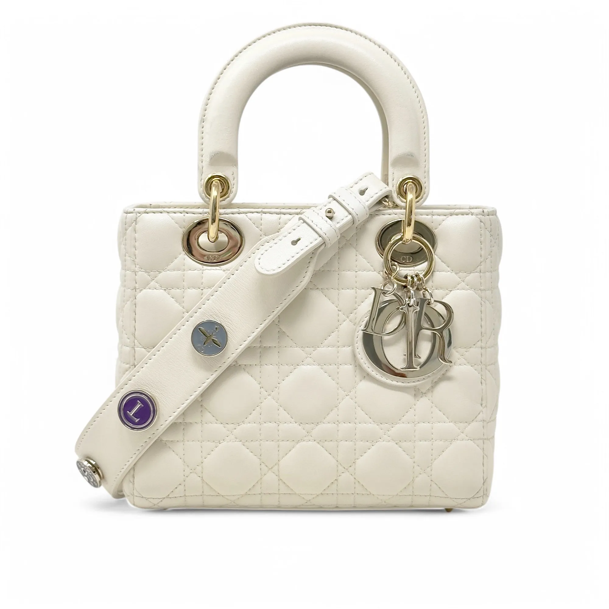 Dior White Small Lady Dior Bag