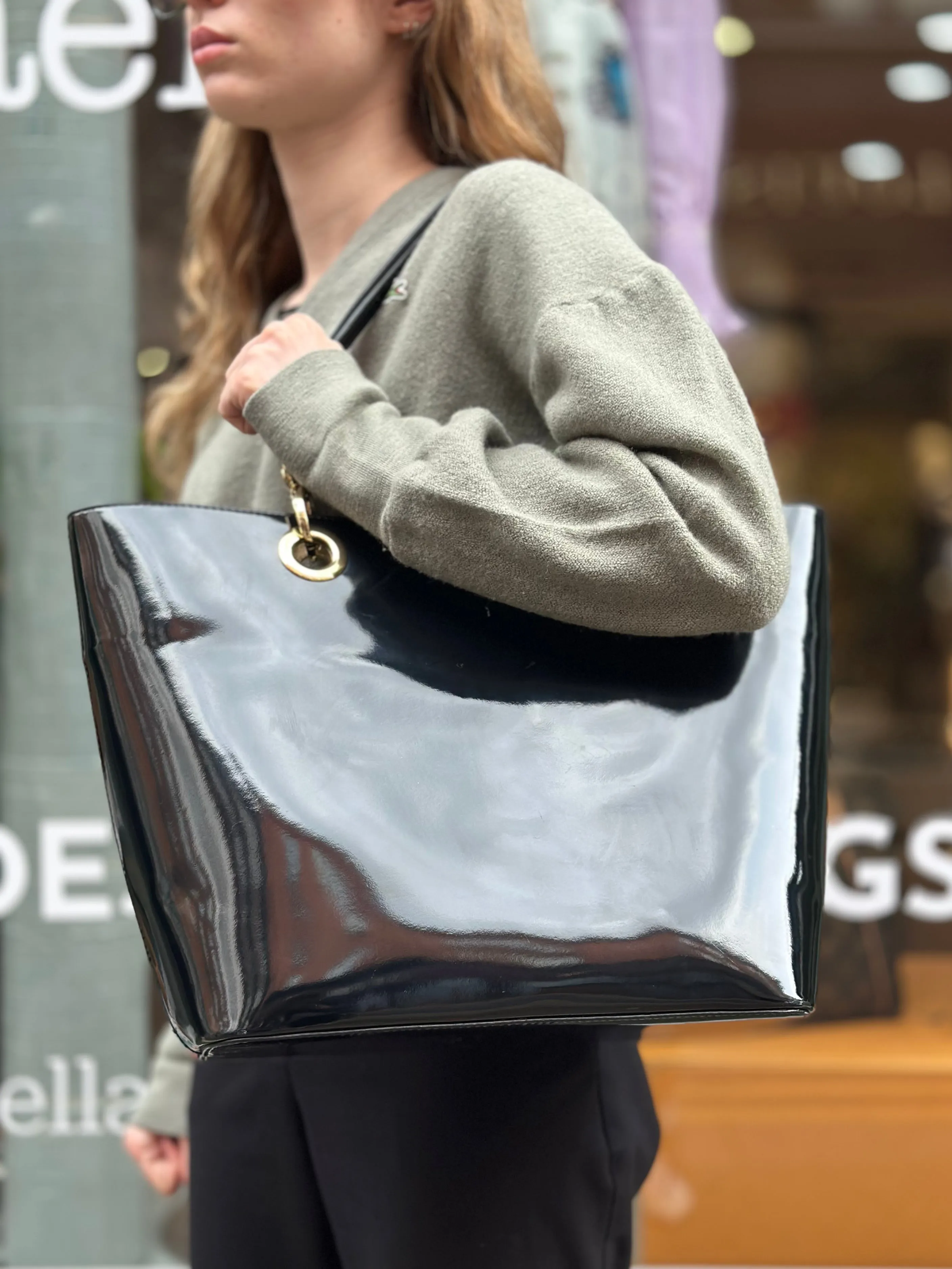 DKNY Black Leather Tote Handbag