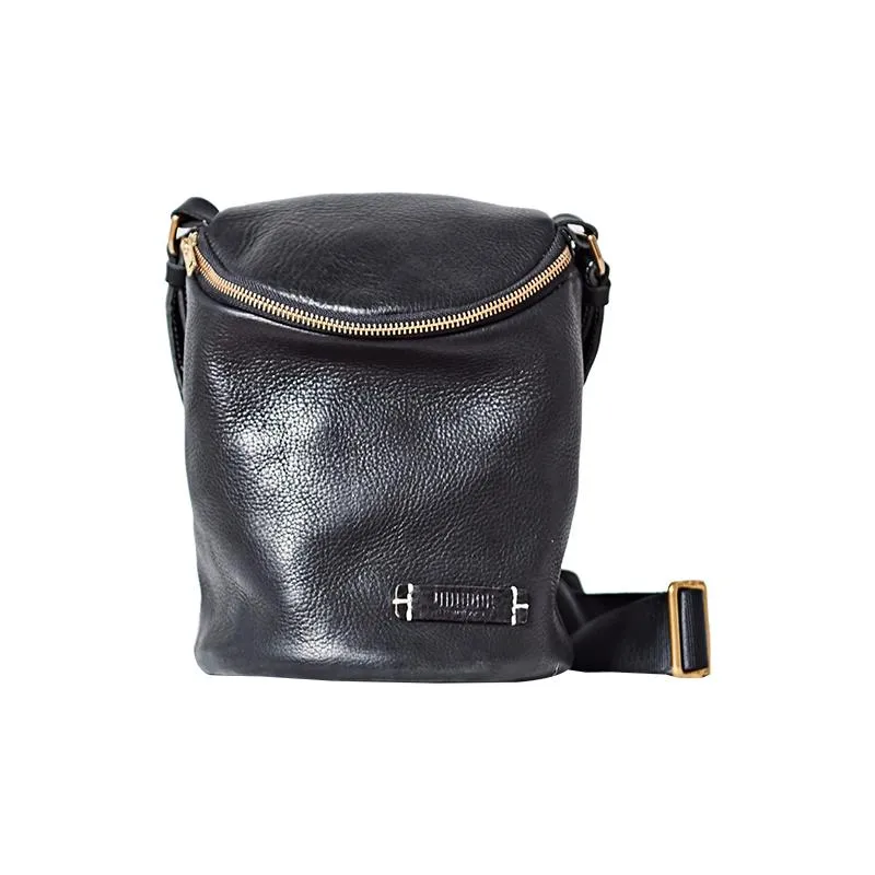Fashion Brown Leather Womens Bucket Side Bag Black Bucket Shoulder Bag For Women