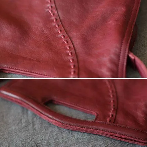 Fashion Women Red Leather Vertical Tote Bag Handbag Shopper Bag Shoulder Bucket Style Purse for Women