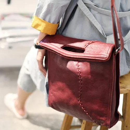Fashion Women Red Leather Vertical Tote Bag Handbag Shopper Bag Shoulder Bucket Style Purse for Women