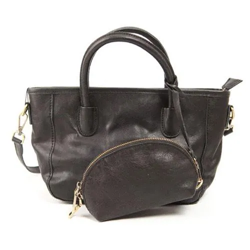 Fashion Womens Black Leather Satchel Handbags Bucket Handbags Side Purse for Ladies