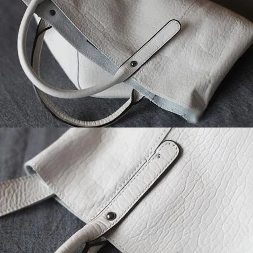 Fashion Womens White Leather Bucket Vertical Tote Bag Bucket Black Shoulder Bag Bucket Handbag Purse