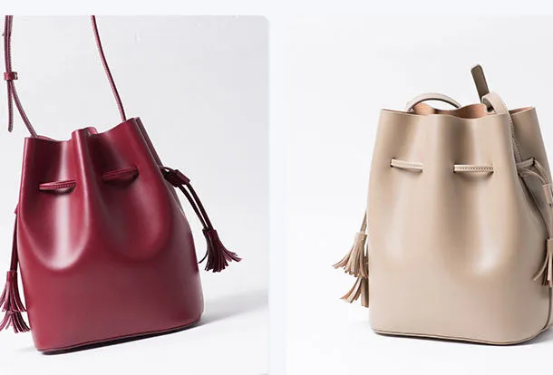 Genuine Leather bucket bag shoulder bag for women leather crossbody bag