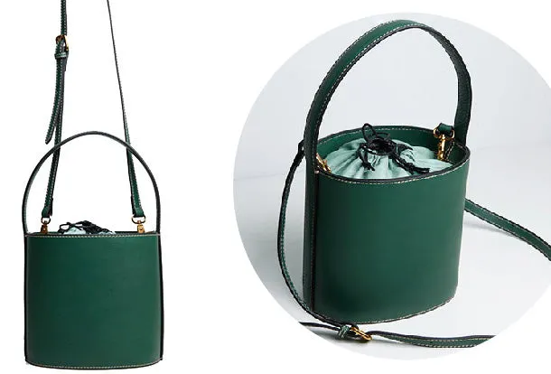 Genuine Leather Cute Bucket Bag Handbag Crossbody Bag Shoulder Bag Women Leather Purse