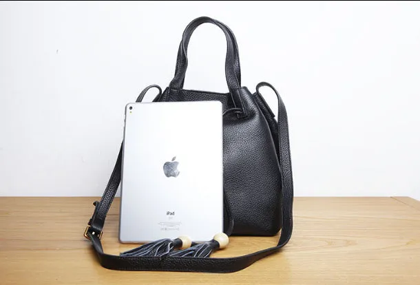 Genuine Leather Cute Women Bucket Bag Handbag Crossbody Bag Shoulder Bag Women Leather Purse