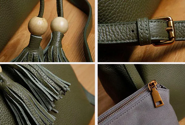 Genuine Leather Cute Women Bucket Bag Handbag Crossbody Bag Shoulder Bag Women Leather Purse