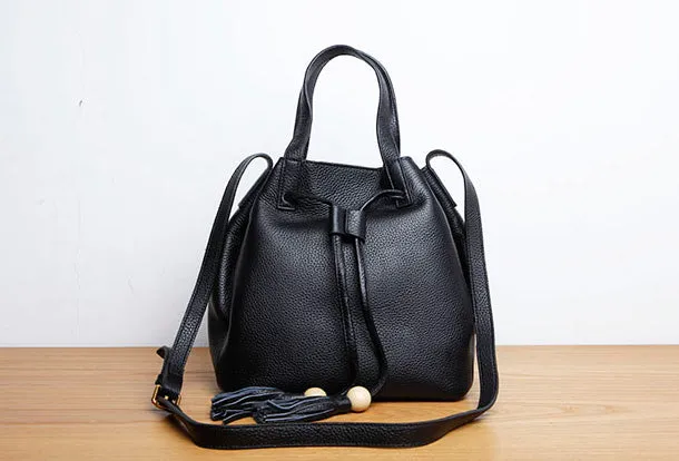 Genuine Leather Cute Women Bucket Bag Handbag Crossbody Bag Shoulder Bag Women Leather Purse