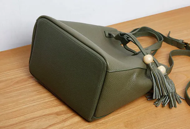 Genuine Leather Cute Women Bucket Bag Handbag Crossbody Bag Shoulder Bag Women Leather Purse