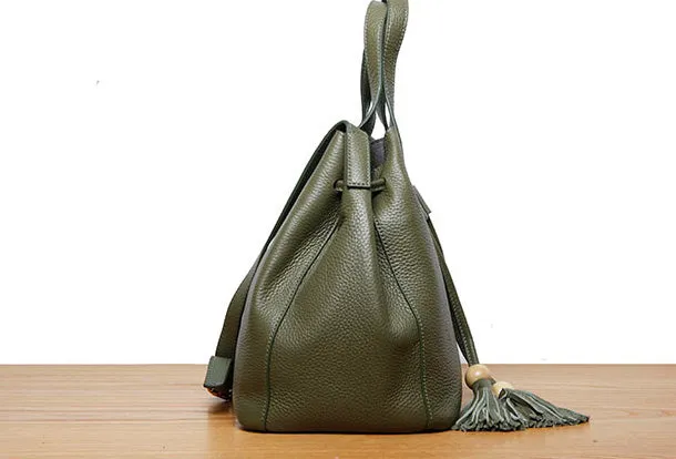 Genuine Leather Cute Women Bucket Bag Handbag Crossbody Bag Shoulder Bag Women Leather Purse