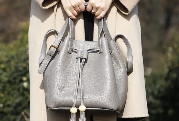 Genuine Leather Cute Women Bucket Bag Handbag Crossbody Bag Shoulder Bag Women Leather Purse