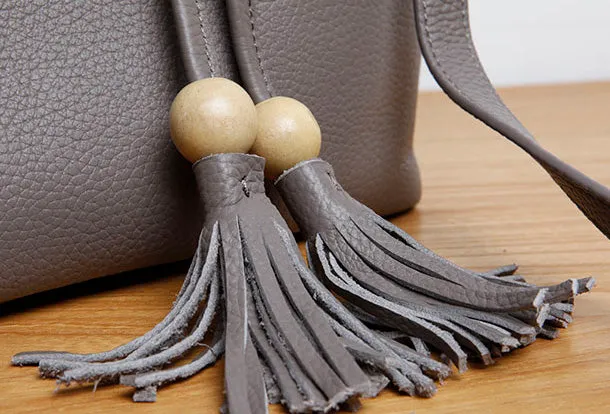 Genuine Leather Cute Women Bucket Bag Handbag Crossbody Bag Shoulder Bag Women Leather Purse