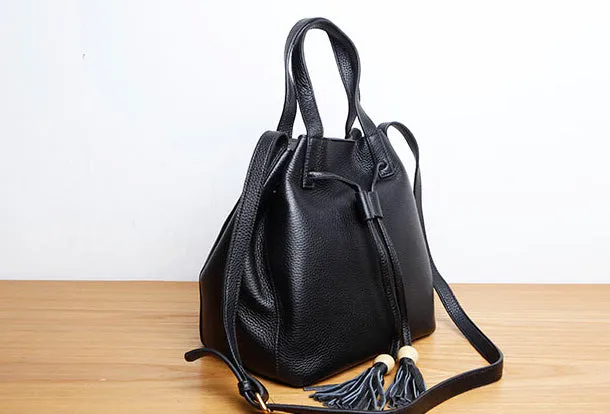 Genuine Leather Cute Women Bucket Bag Handbag Crossbody Bag Shoulder Bag Women Leather Purse