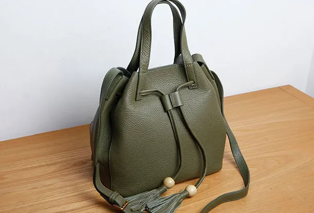 Genuine Leather Cute Women Bucket Bag Handbag Crossbody Bag Shoulder Bag Women Leather Purse