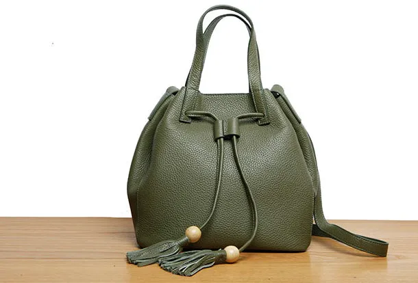 Genuine Leather Cute Women Bucket Bag Handbag Crossbody Bag Shoulder Bag Women Leather Purse