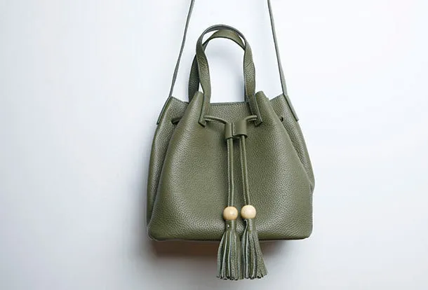 Genuine Leather Cute Women Bucket Bag Handbag Crossbody Bag Shoulder Bag Women Leather Purse