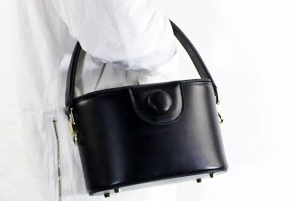 Genuine Leather Doctor Bag Bucket Bag Handbag Shoulder Bag for Women Leather Crossbody Bag
