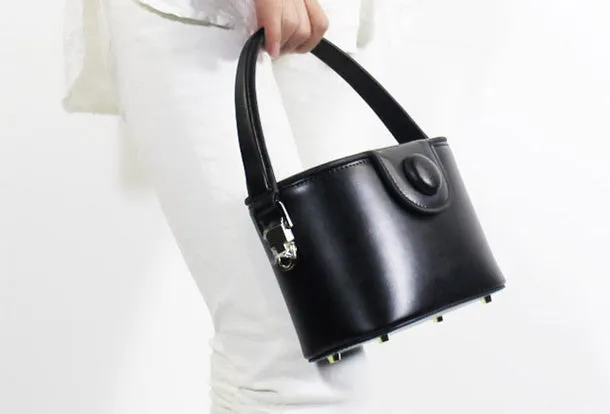 Genuine Leather Doctor Bag Bucket Bag Handbag Shoulder Bag for Women Leather Crossbody Bag