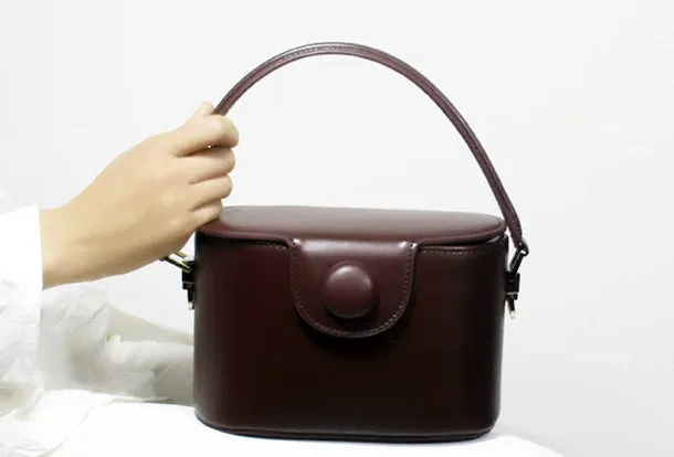Genuine Leather Doctor Bag Bucket Bag Handbag Shoulder Bag for Women Leather Crossbody Bag