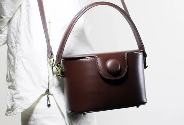 Genuine Leather Doctor Bag Bucket Bag Handbag Shoulder Bag for Women Leather Crossbody Bag