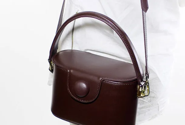 Genuine Leather Doctor Bag Bucket Bag Handbag Shoulder Bag for Women Leather Crossbody Bag