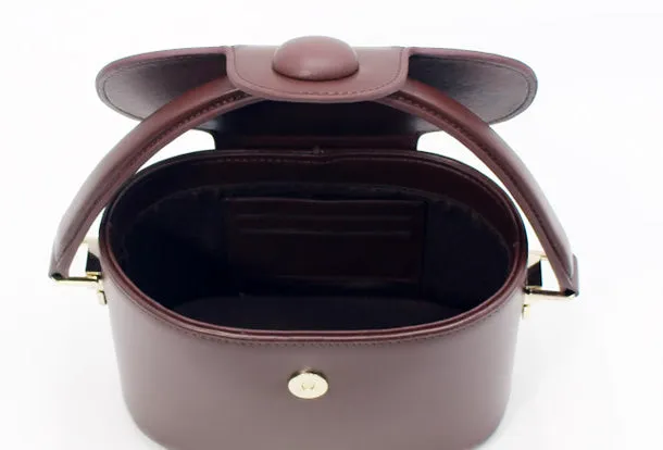 Genuine Leather Doctor Bag Bucket Bag Handbag Shoulder Bag for Women Leather Crossbody Bag
