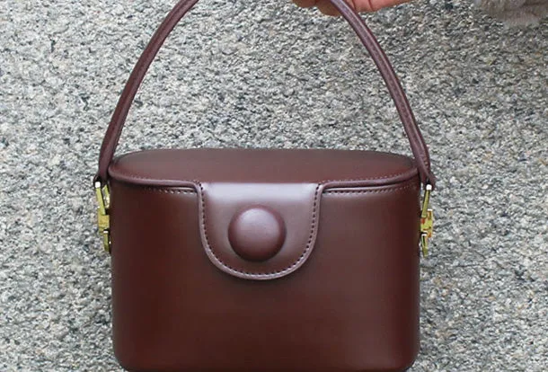 Genuine Leather Doctor Bag Bucket Bag Handbag Shoulder Bag for Women Leather Crossbody Bag
