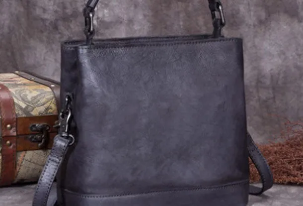 Genuine Leather Handbag Bucket Bag Crossbody Bag Shoulder Bag Purse For Women