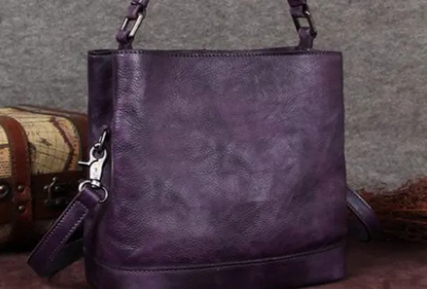 Genuine Leather Handbag Bucket Bag Crossbody Bag Shoulder Bag Purse For Women