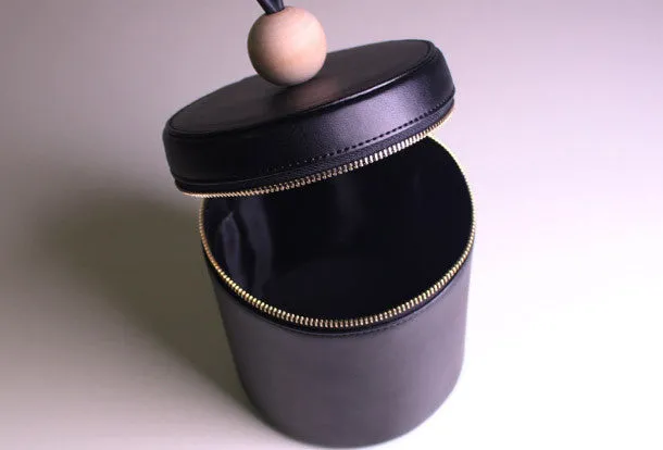 Genuine leather round bucket clutch handbag black clutch purse clutch zip wallet women