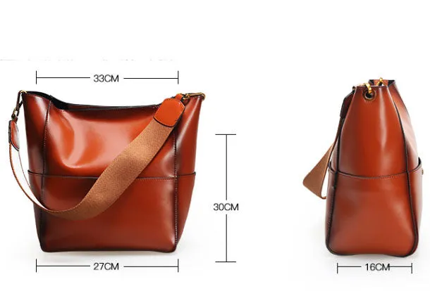 Genuine Leather tote shopper bucket bag shoulder bag for women