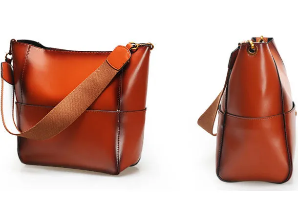 Genuine Leather tote shopper bucket bag shoulder bag for women