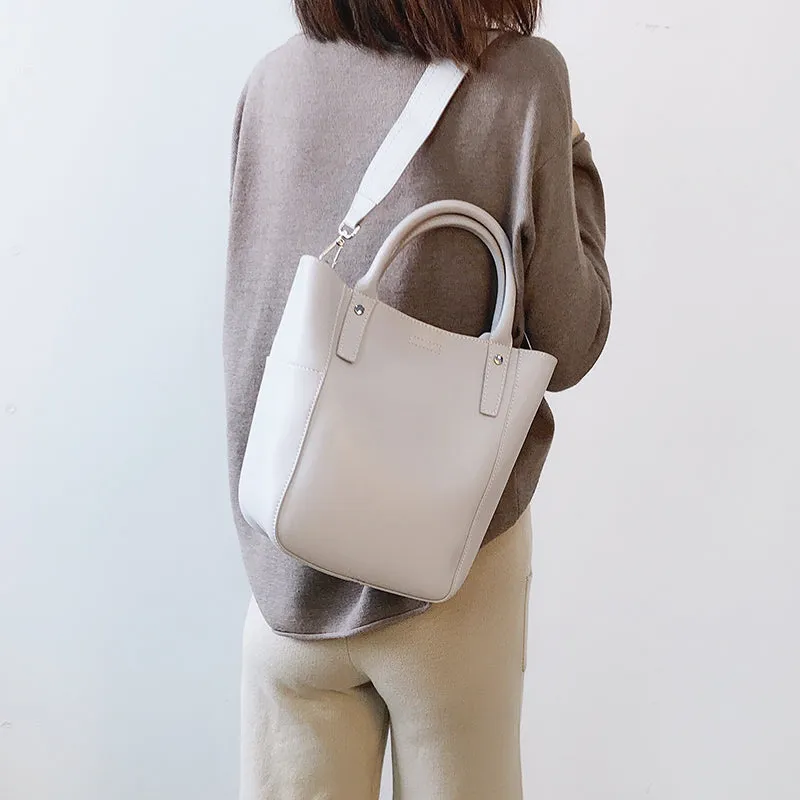 Green LEATHER WOMEN Bucket Handbag Barrel Shoulder Purses FOR WOMEN