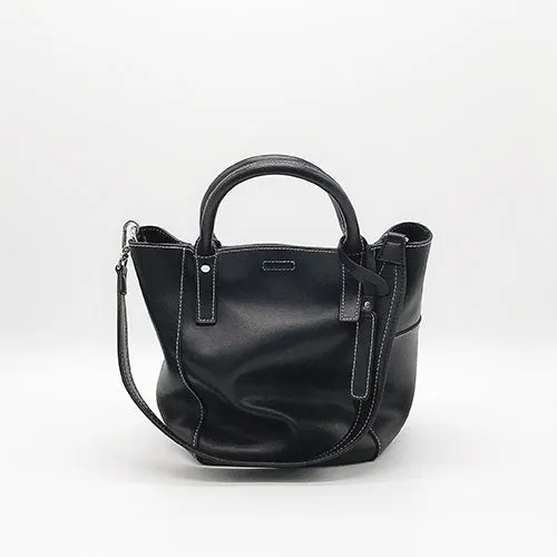 Green LEATHER WOMEN Bucket Handbag Barrel Shoulder Purses FOR WOMEN